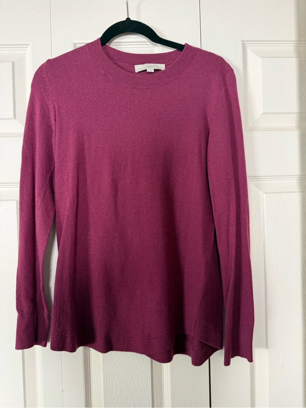 LOFT Crewneck Sweater in Deep Berry Pink
